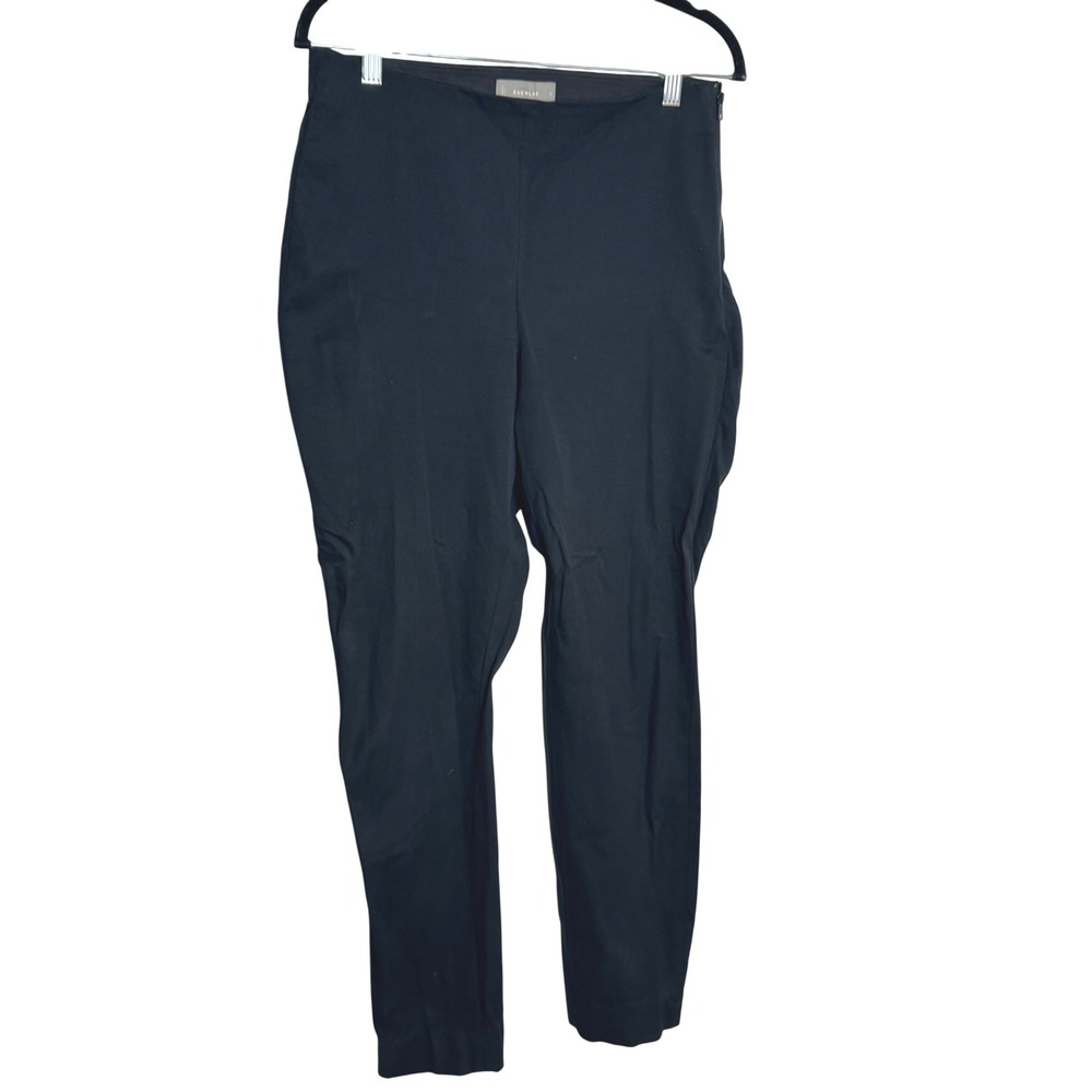 EVERLANE Women Black Side Zip Stretch Cotton Trousers Pants Size 8 Career